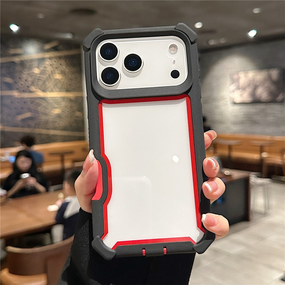 For iPhone 17 Pro Max Case Clear Detachable 2 in 1 Shockproof TPU + PC Phone Back Cover - Black / Red