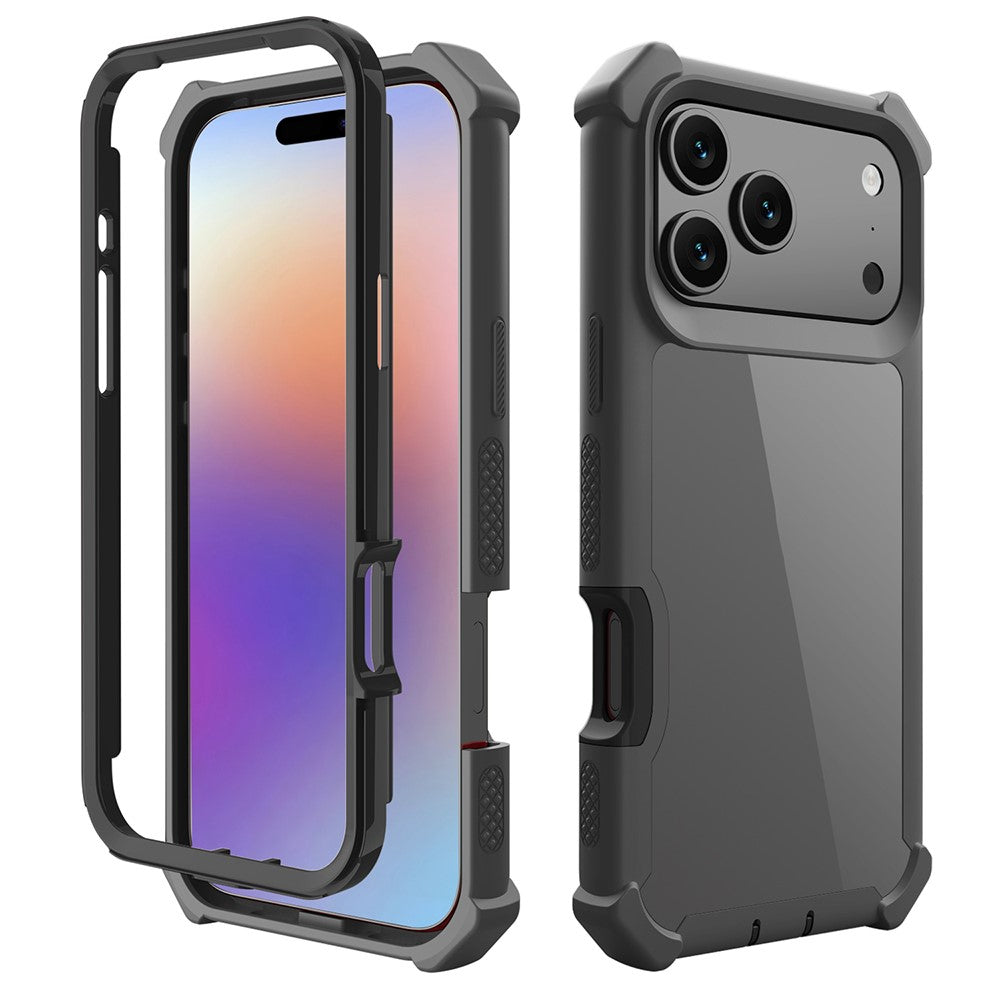 For iPhone 17 Pro Max Case Clear Detachable 2 in 1 Shockproof TPU + PC Phone Back Cover - Black