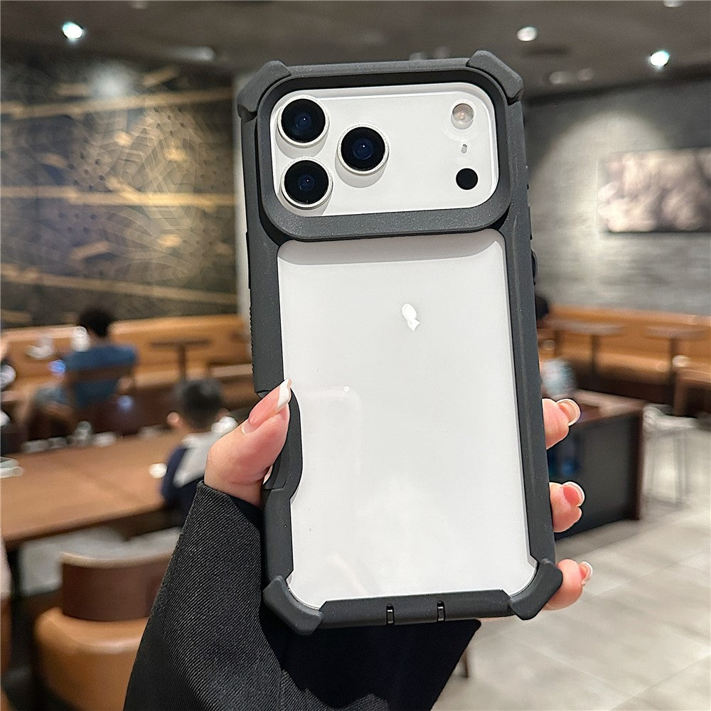 For iPhone 17 Pro Max Case Clear Detachable 2 in 1 Shockproof TPU + PC Phone Back Cover - Black