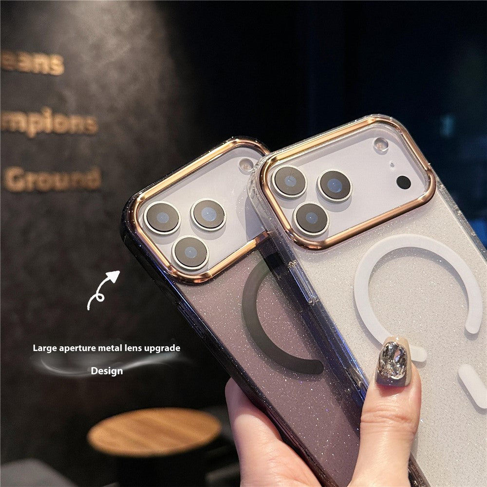 For iPhone 17 Pro Max Case Compatible with MagSafe PC + TPU + Acrylic Anti-Drop IMD Phone Cover - Black