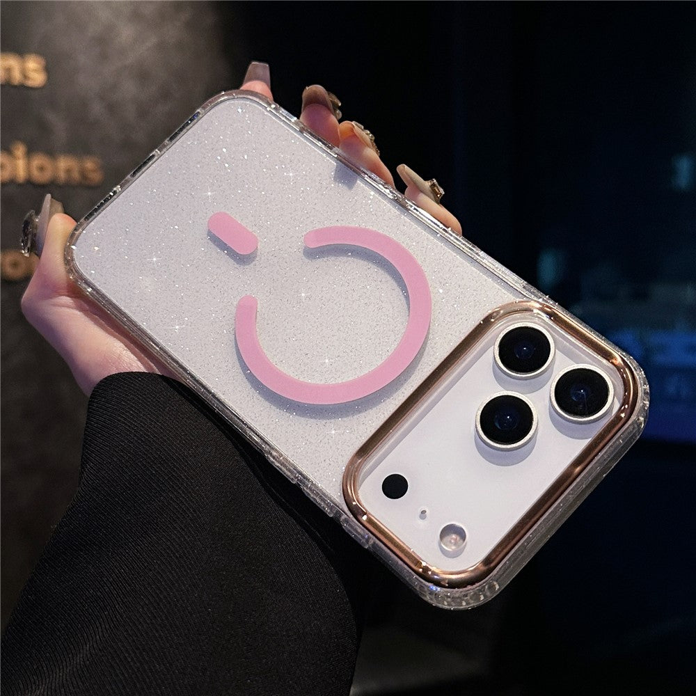 For iPhone 17 Pro Max Case Compatible with MagSafe PC + TPU + Acrylic Anti-Drop IMD Phone Cover - Pink