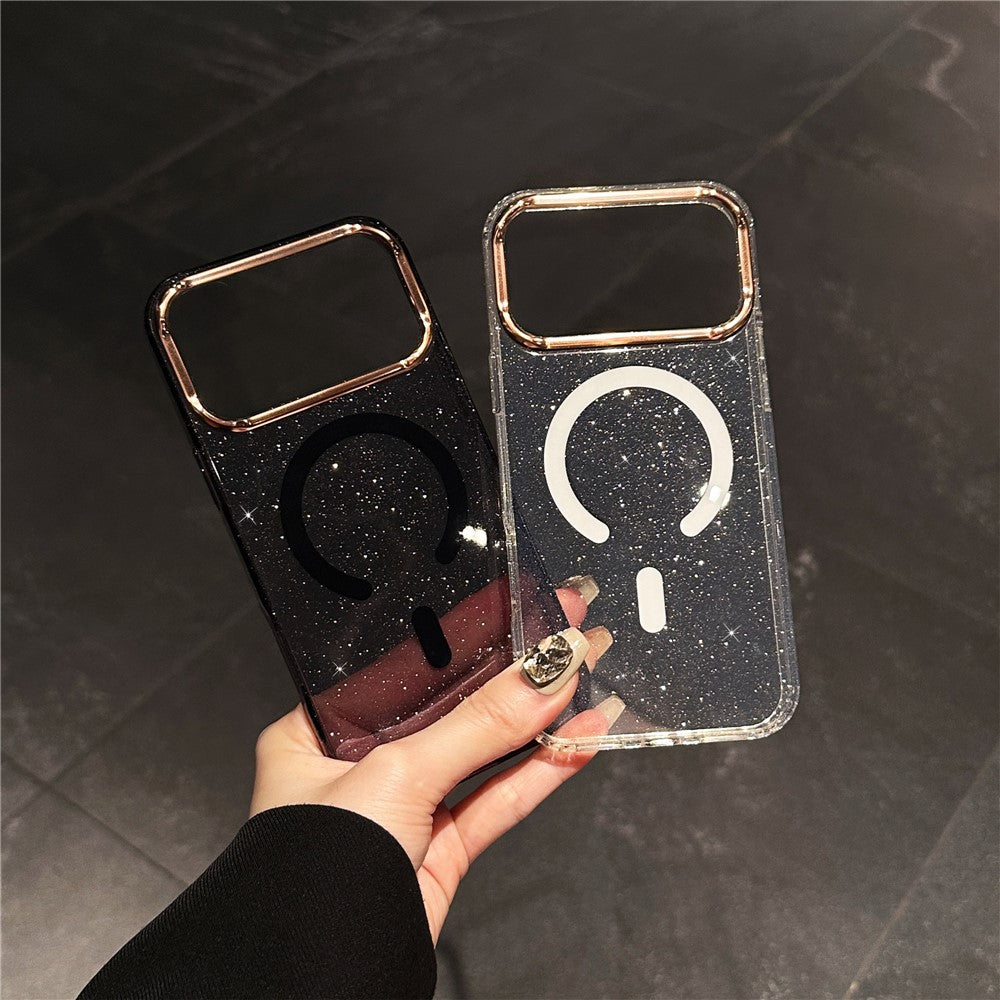 For iPhone 17 Pro Max Case Compatible with MagSafe PC + TPU + Acrylic Anti-Drop IMD Phone Cover - Pink