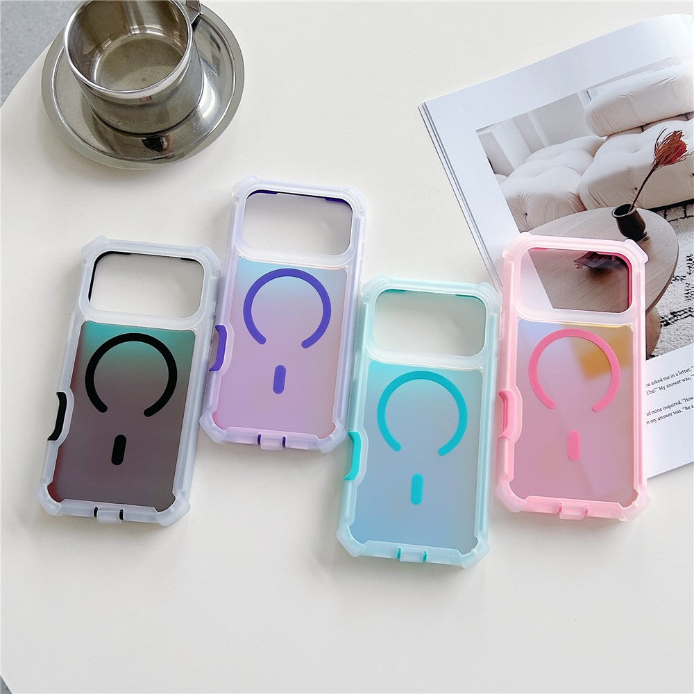 For iPhone 17 Pro Max Magnetic Case Chameleon Anti Drop TPU + PC Phone Cover - Transparent Pink