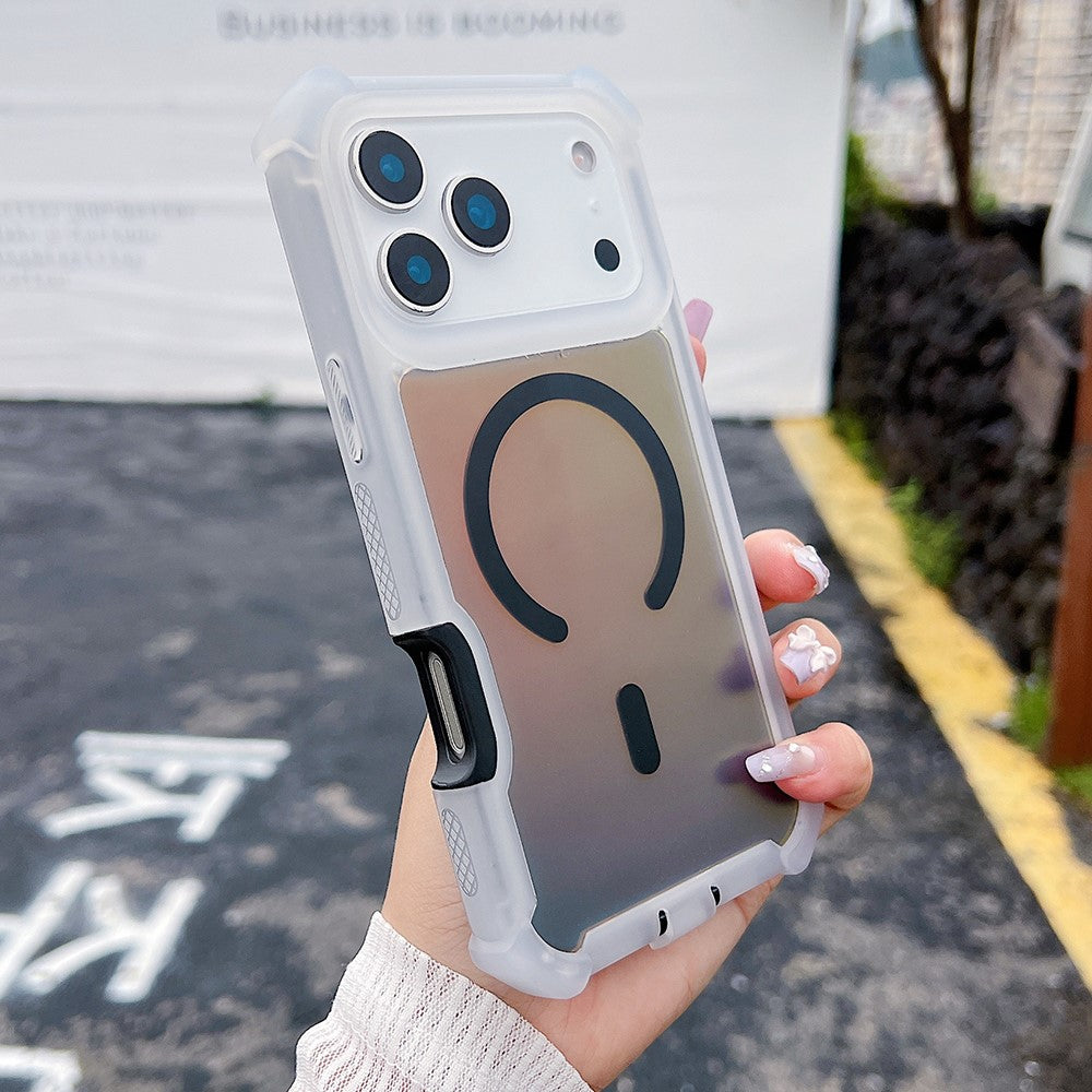 For iPhone 17 Pro Max Magnetic Case Chameleon Anti Drop TPU + PC Phone Cover - Transparent Black