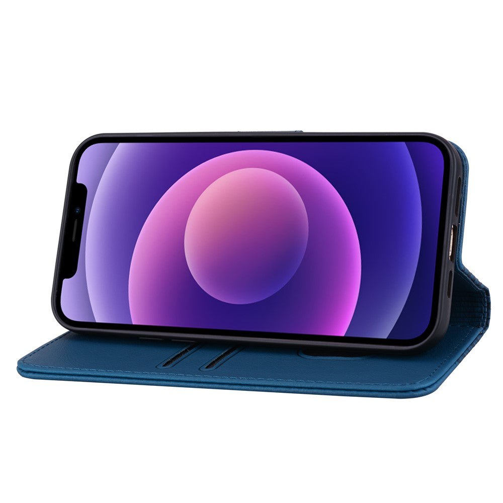 For iPhone 17 Pro Max Case Rhombus Pattern Leather Wallet Phone Cover with Wrist Strap - Blue