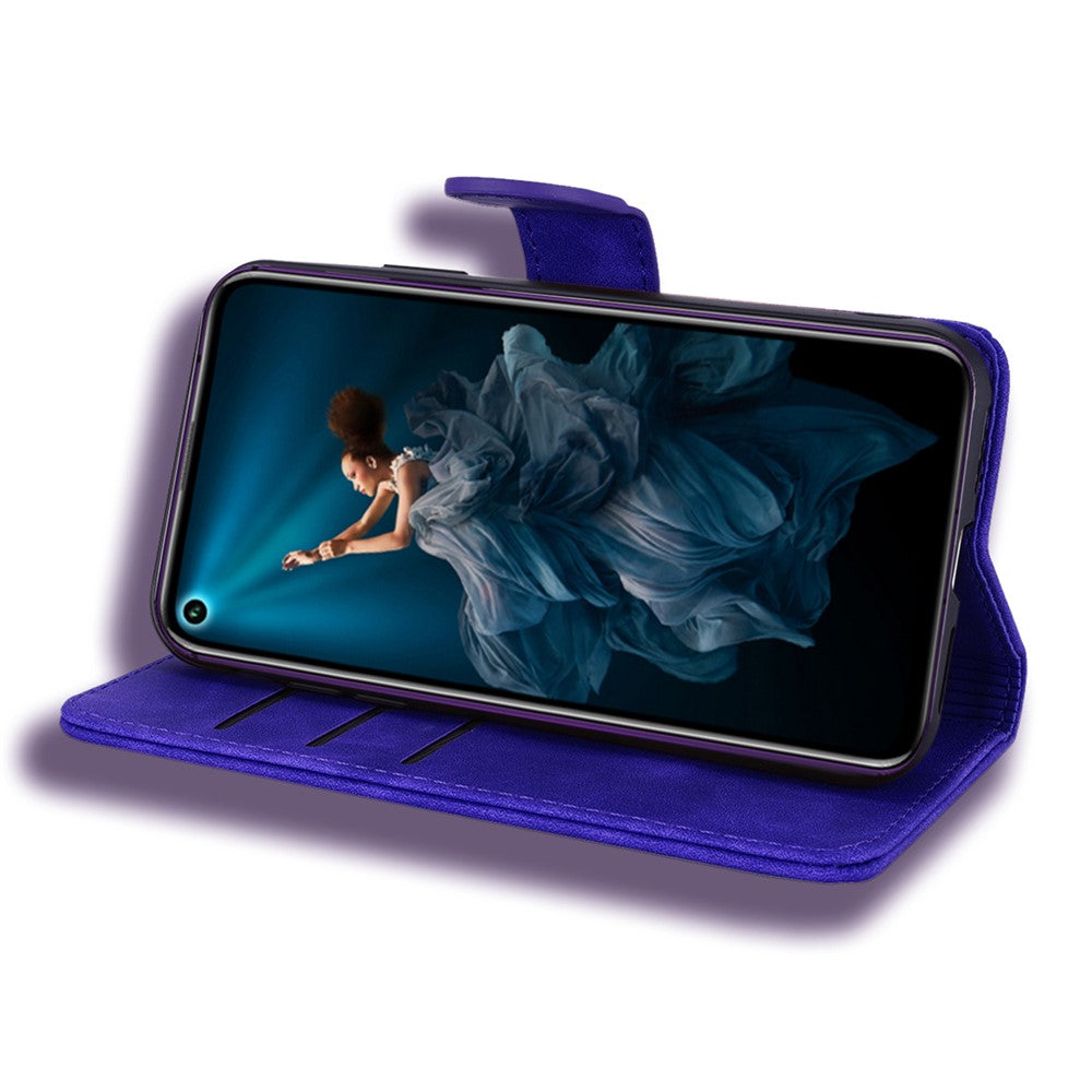 For iPhone 17 Pro Max Case Flower Imprinted PU Leather Wallet Flip Phone Cover with Wrist Strap - Purple