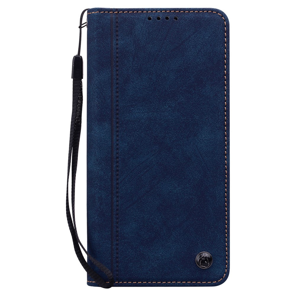 For iPhone 17 Pro Max Case Lines Pattern Wallet Leather Phone Cover with Strap - Blue