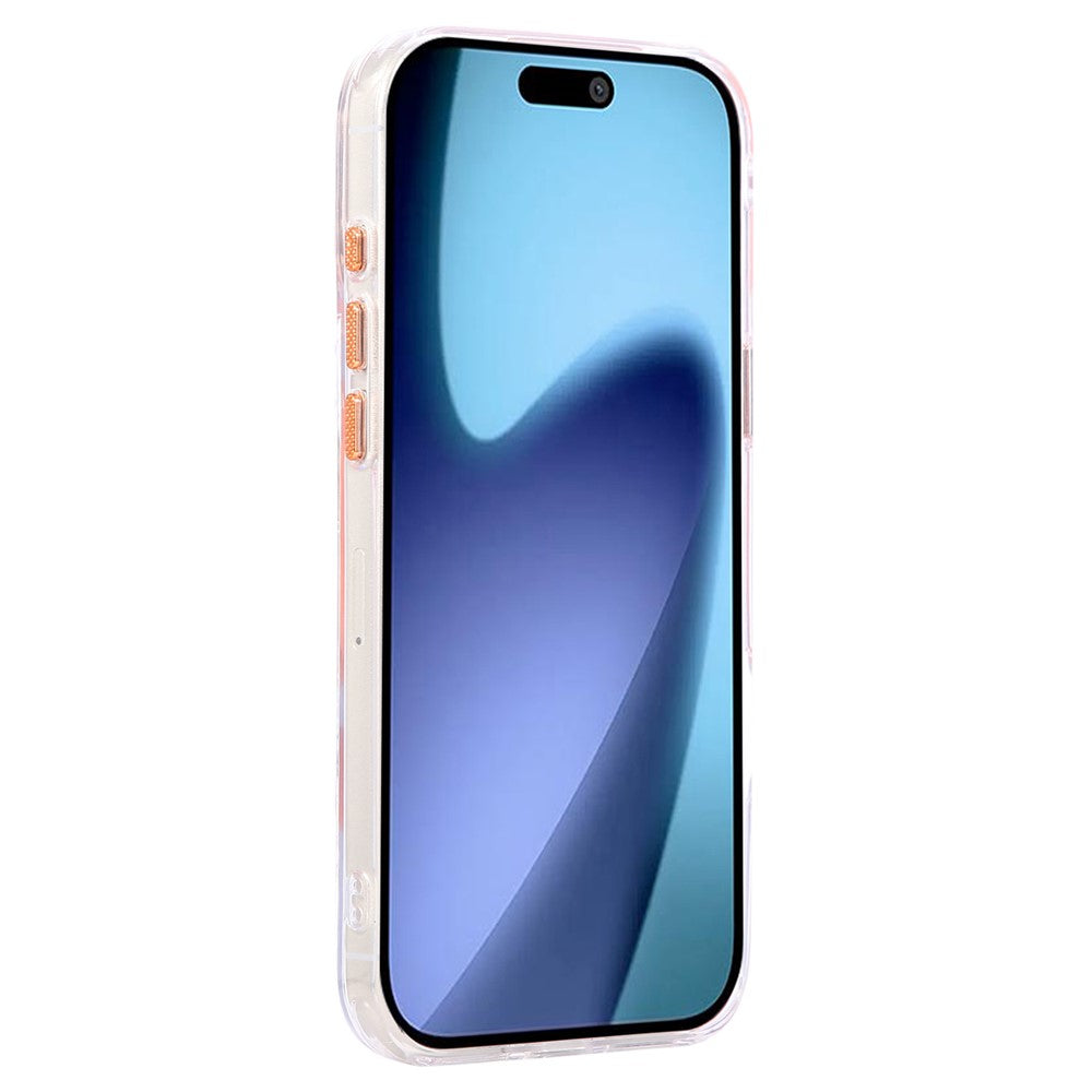 For iPhone 17 Pro Max Case Compatible with MagSafe PC + TPU Clear Phone Cover with Diamond Texture Lens Frame - Orange