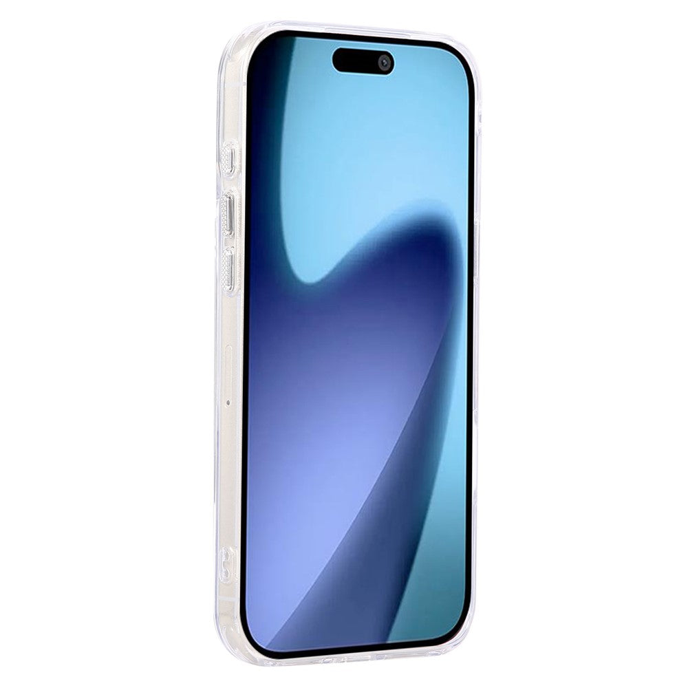 For iPhone 17 Pro Max Case Compatible with MagSafe PC + TPU Clear Phone Cover with Diamond Texture Lens Frame - White