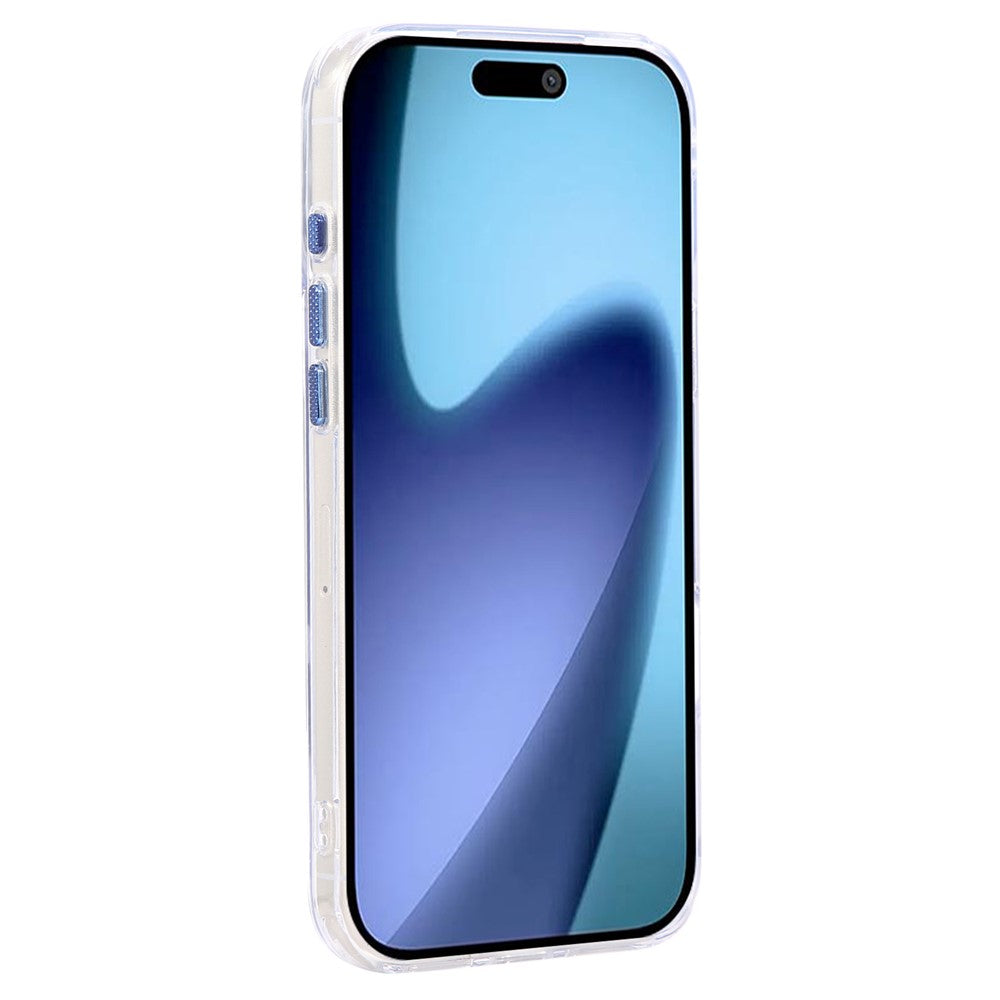 For iPhone 17 Pro Max Case Compatible with MagSafe PC + TPU Clear Phone Cover with Diamond Texture Lens Frame - Blue