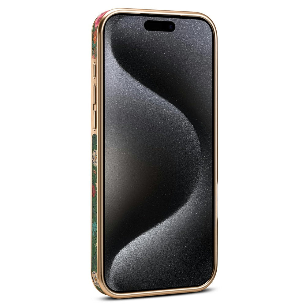 A22 For iPhone 17 Pro Max Case Compatible with MagSafe Kickstand Electroplated Floral Phone Cover - Green