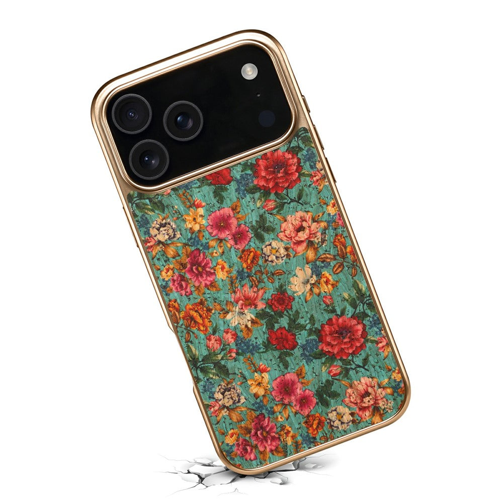 DENIOR For iPhone 17 Pro Max Case Pattern Printed Electroplating Leather Back Phone Cover - Blue