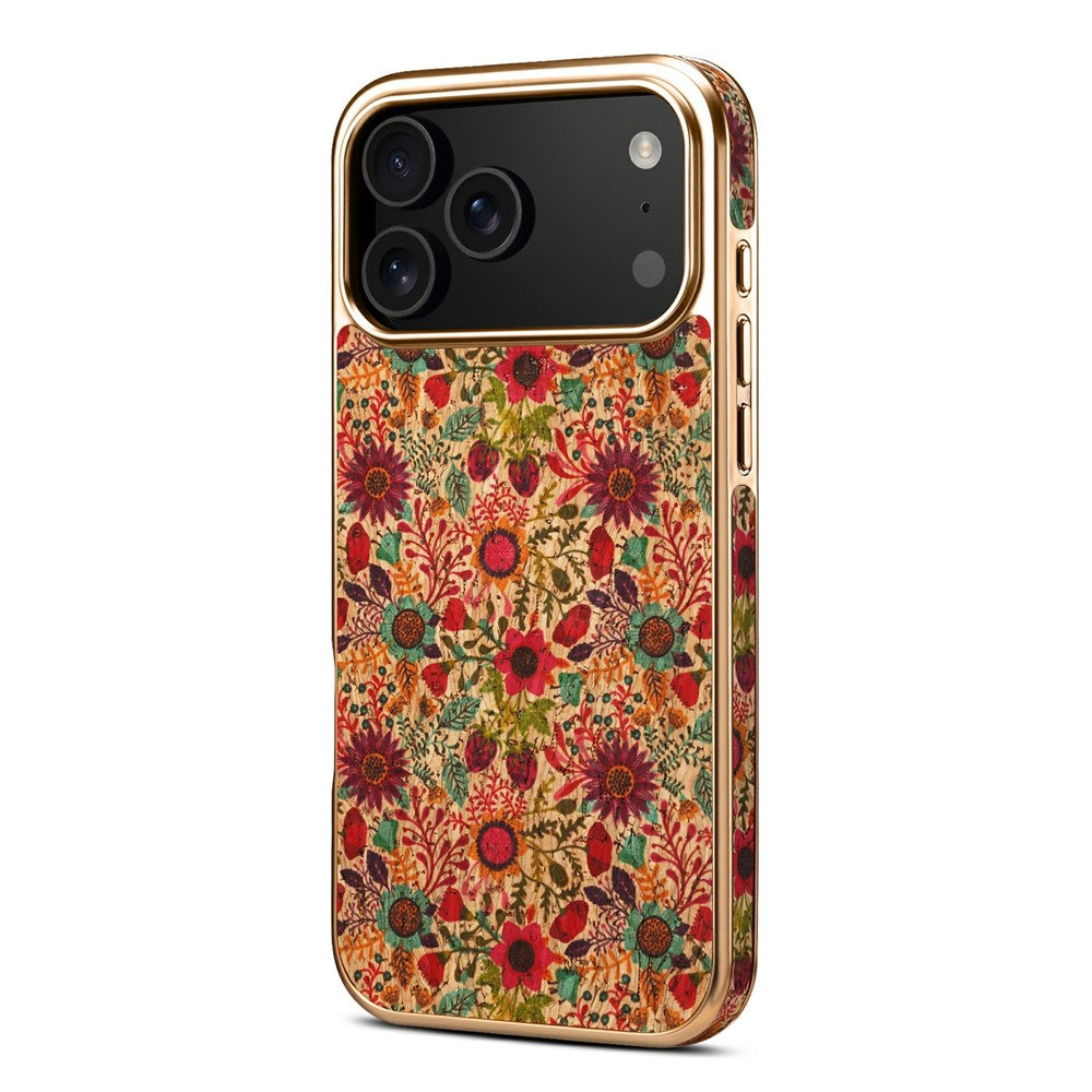 DENIOR For iPhone 17 Pro Max Case Pattern Printed Electroplating Leather Back Phone Cover - Purple