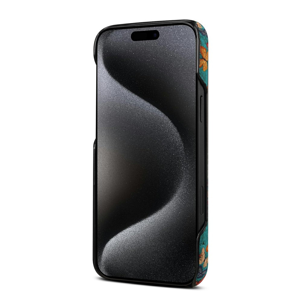 For iPhone 17 Pro Max Case Pattern Printed PU Leather + PC Phone Cover - Blue