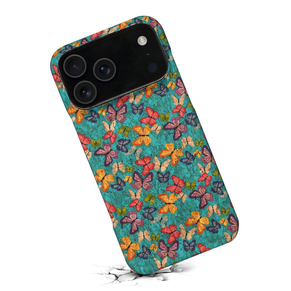 For iPhone 17 Pro Max Case Pattern Printed PU Leather + PC Phone Cover - Blue