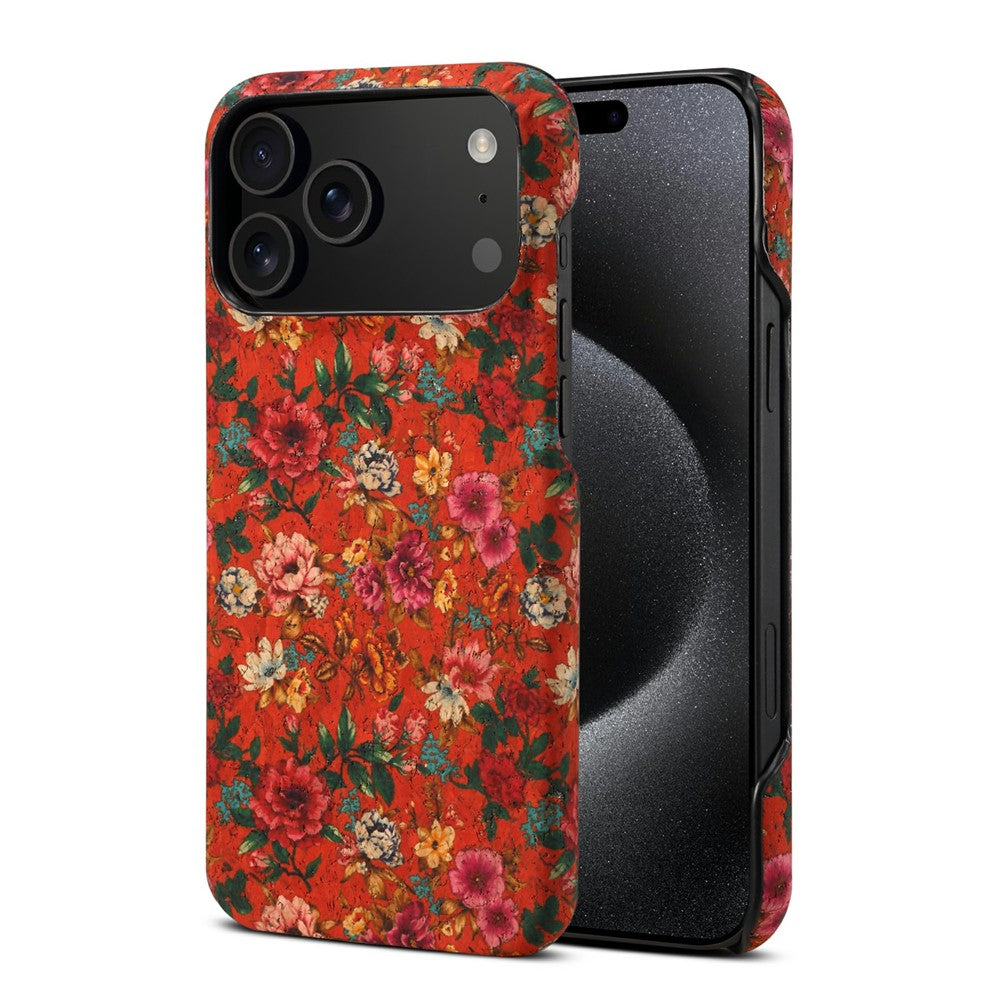 For iPhone 17 Pro Max Case Pattern Printed PU Leather + PC Phone Cover - Red