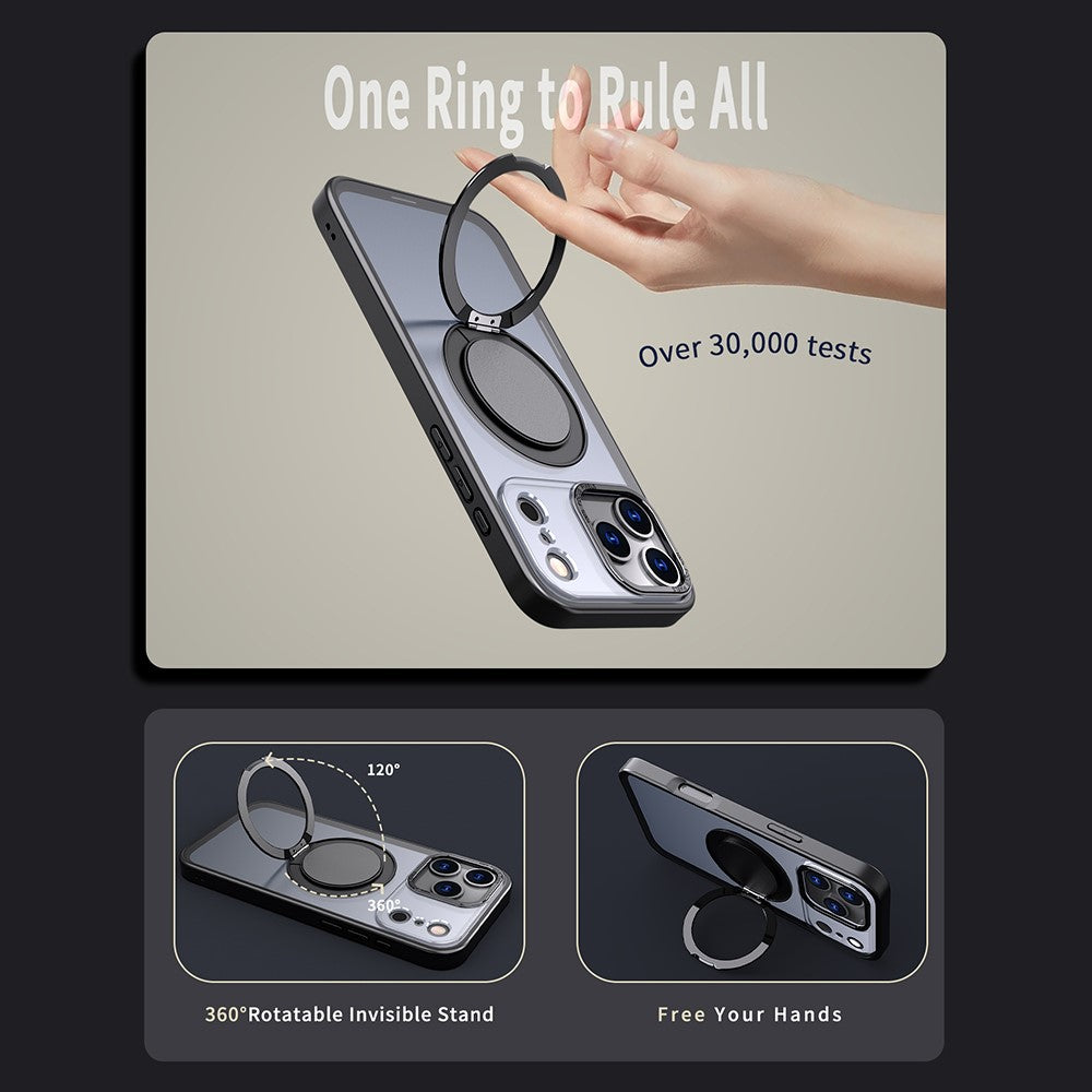 For iPhone 17 Pro Max Case Compatible with MagSafe TPU + PC Kickstand Phone Cover - Black