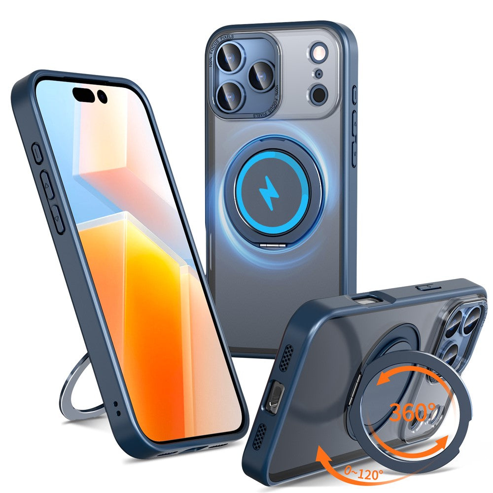 For iPhone 17 Pro Max Case Compatible with MagSafe TPU + PC Kickstand Phone Cover - Navy Blue