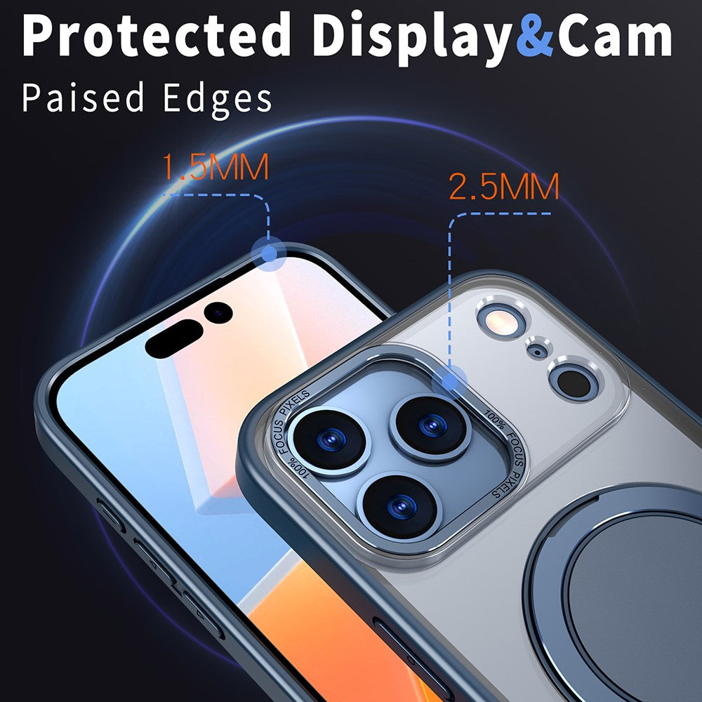 For iPhone 17 Pro Max Case Compatible with MagSafe TPU + PC Kickstand Phone Cover - Navy Blue