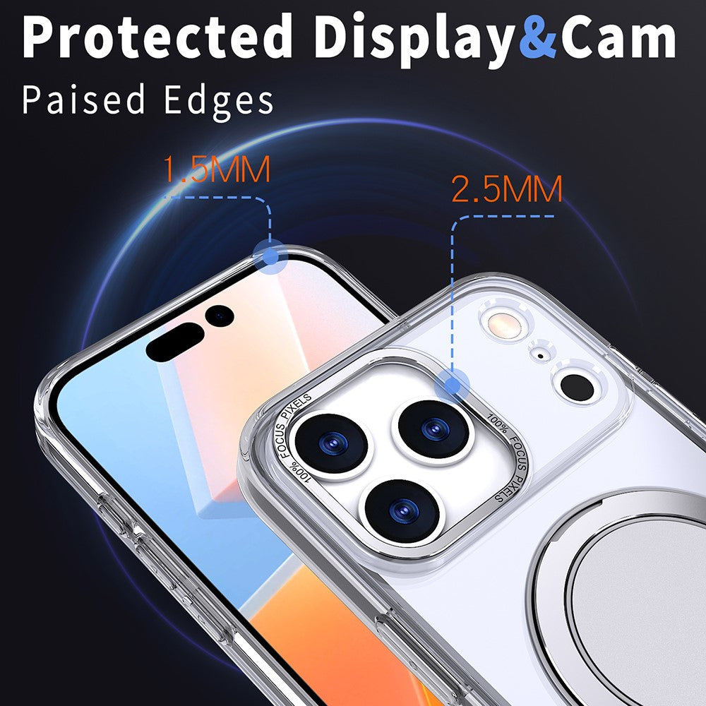 For iPhone 17 Pro Max Case Compatible with MagSafe TPU + PC Kickstand Phone Cover - Transparent