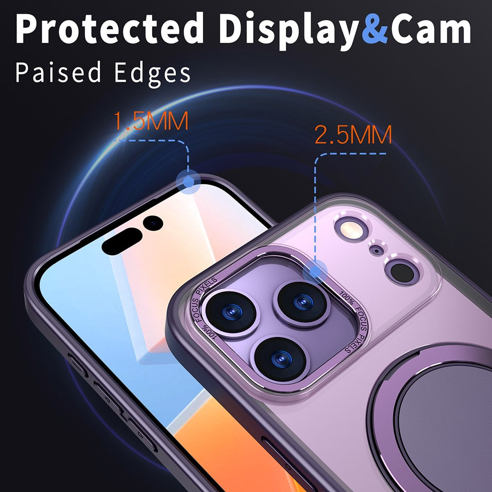 For iPhone 17 Pro Max Case Compatible with MagSafe TPU + PC Kickstand Phone Cover - Purple