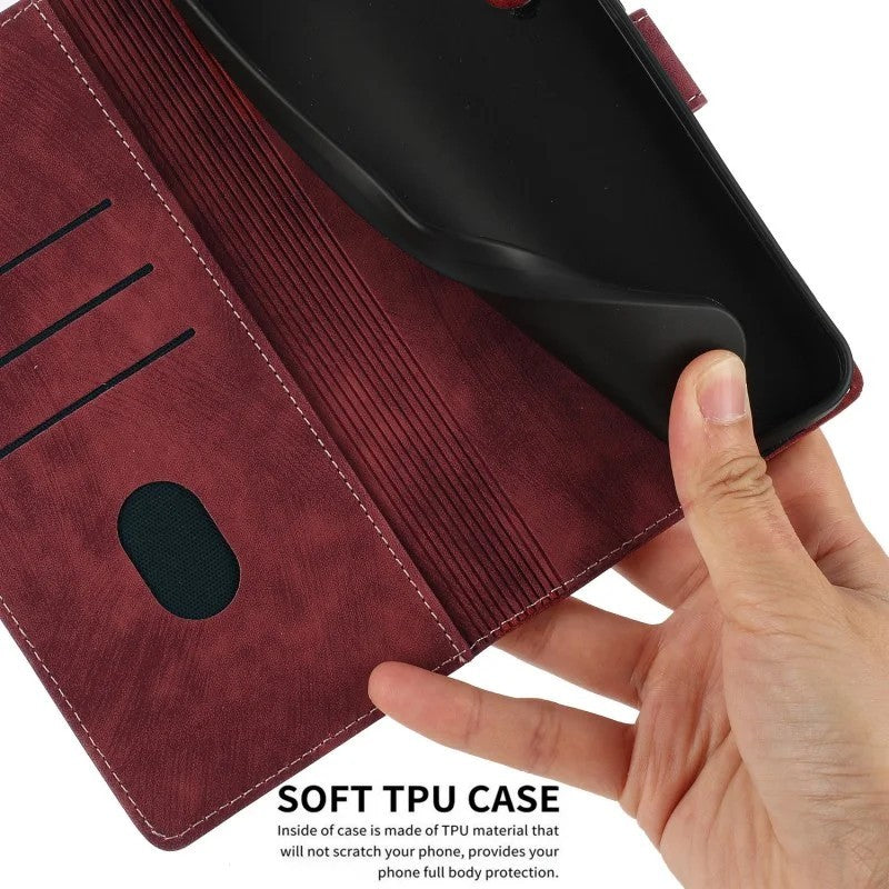 For iPhone 17 Pro Max Case with 2Pcs Tempered Glass WANLONFENG MTL Series Mandala Leather Phone Cover - Red