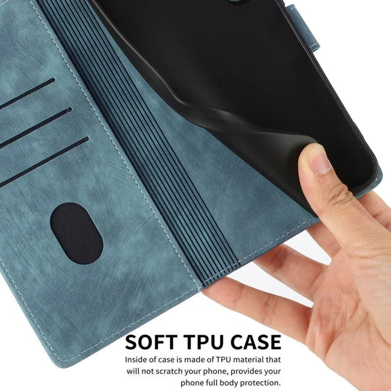 For iPhone 17 Pro Max Case with 2Pcs Tempered Glass WANLONFENG MTL Series Mandala Leather Phone Cover - Blue