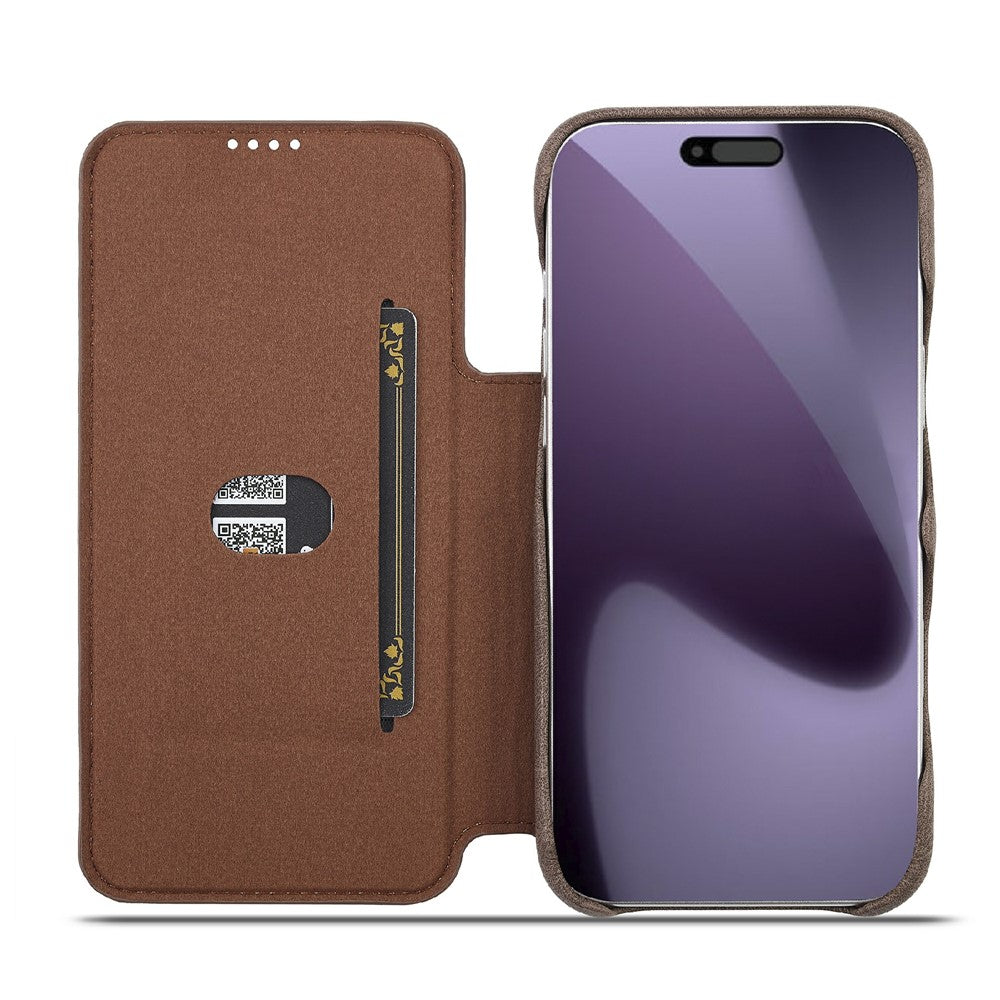 LC.IMEEKE For iPhone 17 Pro Max Case Card Holder Stand Leather Phone Cover - Coffee