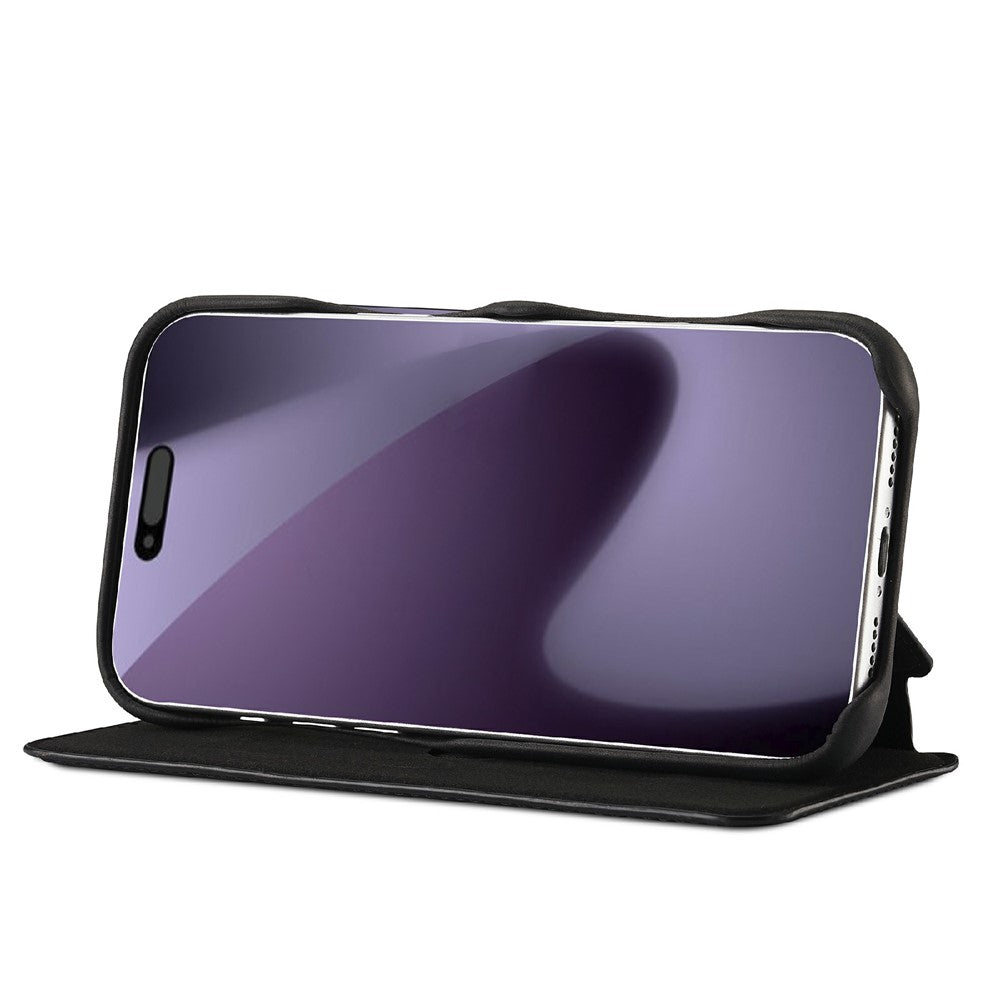 LC.IMEEKE For iPhone 17 Pro Max Case Card Holder Stand Leather Phone Cover - Black