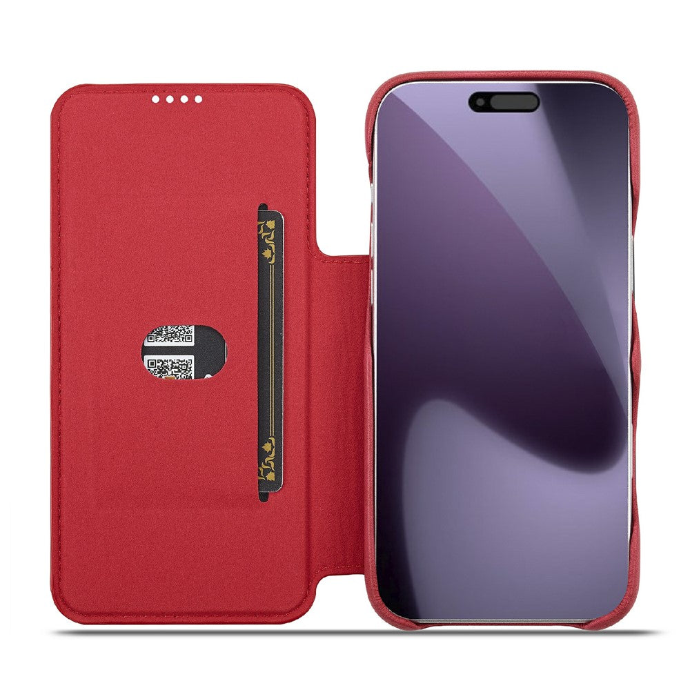 LC.IMEEKE For iPhone 17 Pro Max Case Card Holder Stand Leather Phone Cover - Red