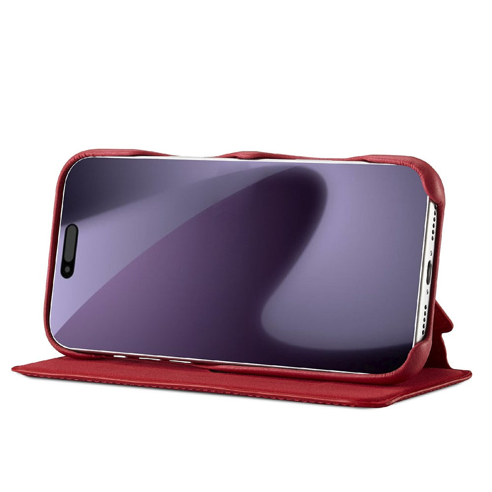 LC.IMEEKE For iPhone 17 Pro Max Case Card Holder Stand Leather Phone Cover - Red