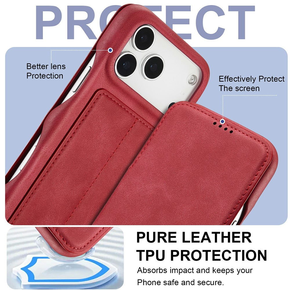 LC.IMEEKE For iPhone 17 Pro Max Case Card Holder Stand Leather Phone Cover - Red