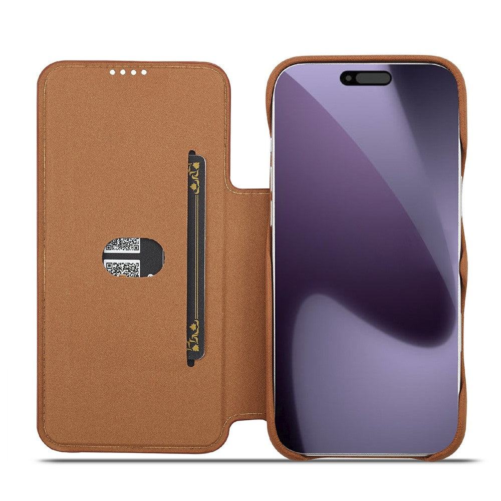 LC.IMEEKE For iPhone 17 Pro Max Case Card Holder Stand Leather Phone Cover - Brown