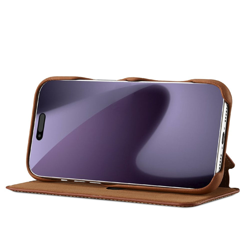 LC.IMEEKE For iPhone 17 Pro Max Case Card Holder Stand Leather Phone Cover - Brown