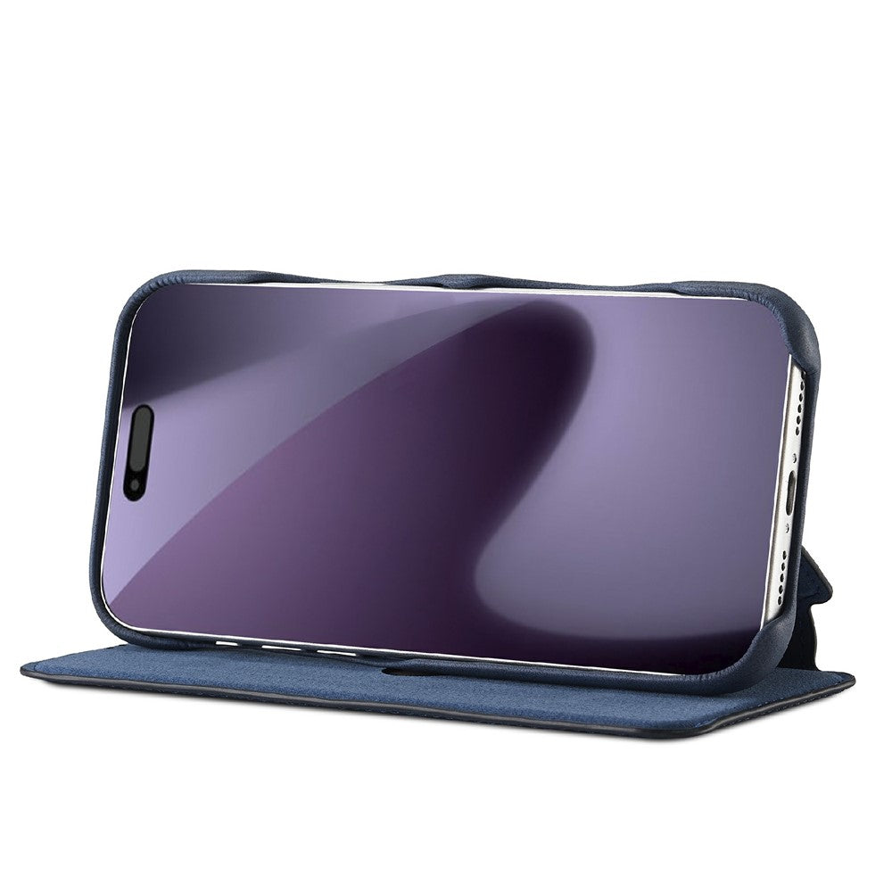 LC.IMEEKE For iPhone 17 Pro Max Case Card Holder Stand Leather Phone Cover - Blue