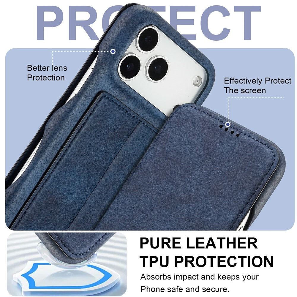 LC.IMEEKE For iPhone 17 Pro Max Case Card Holder Stand Leather Phone Cover - Blue