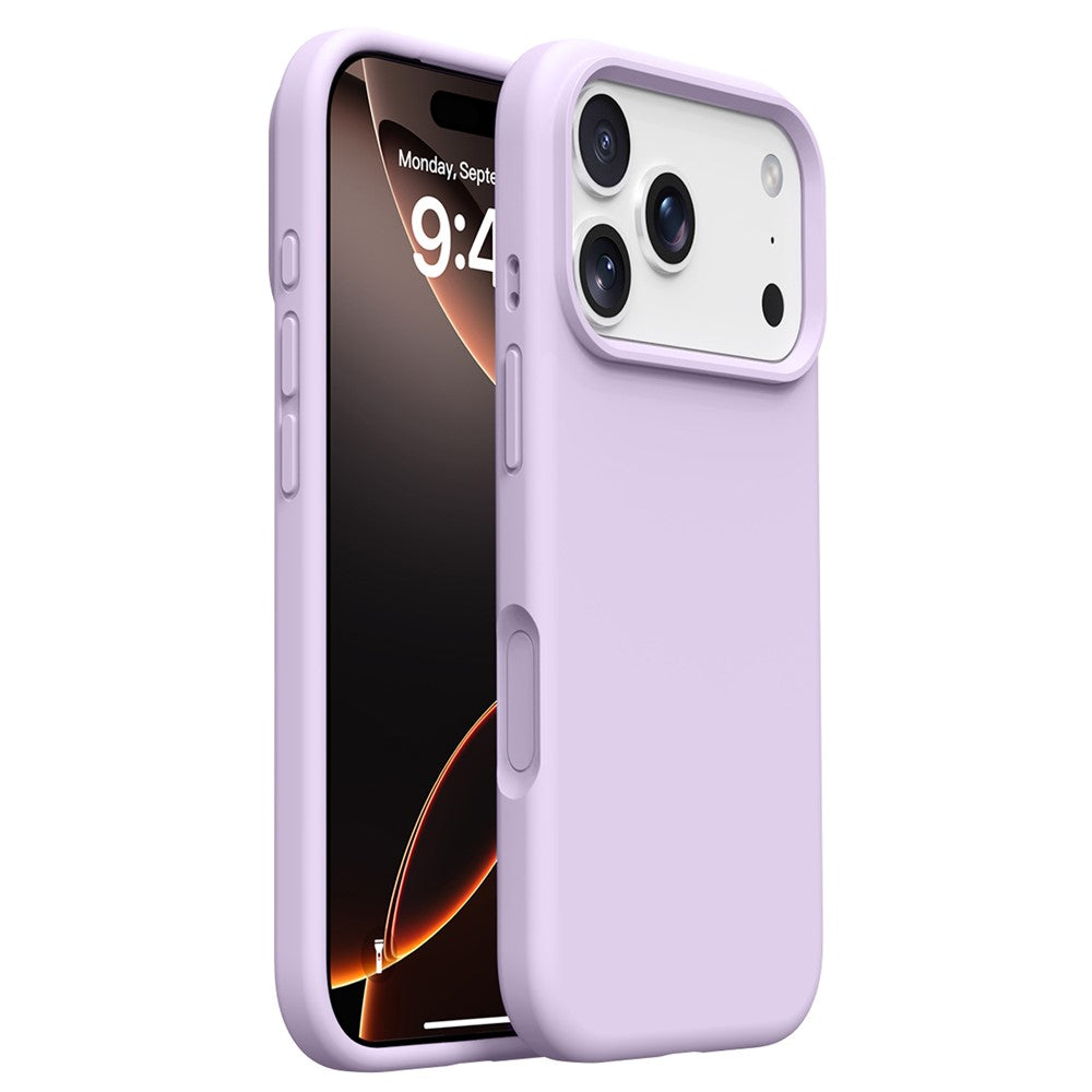 For iPhone 17 Pro Max Case Soft Microfiber Lining Liquid Silicone + PC Phone Cover - Bean Purple