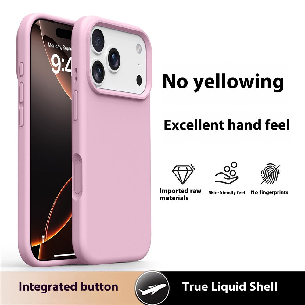 For iPhone 17 Pro Max Case Soft Microfiber Lining Liquid Silicone + PC Phone Cover - Pink