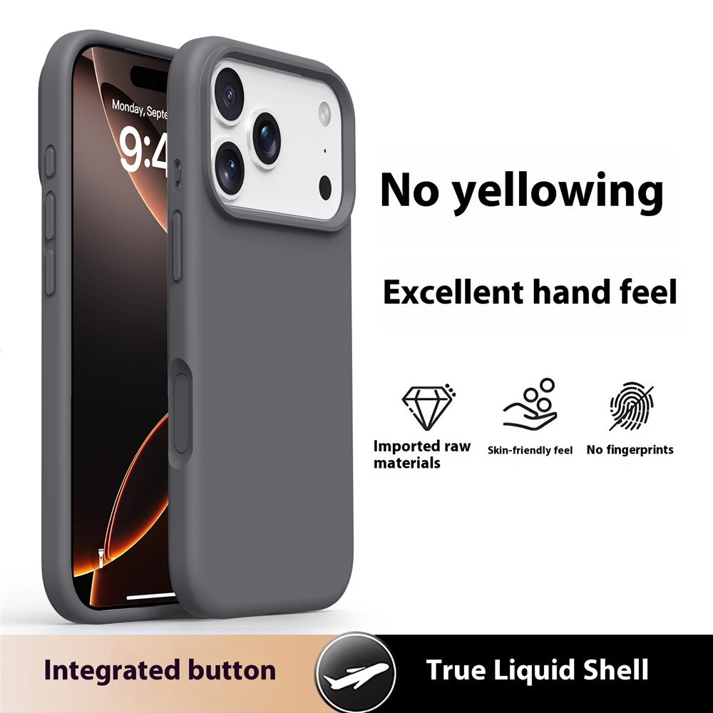 For iPhone 17 Pro Max Case Soft Microfiber Lining Liquid Silicone + PC Phone Cover - Dark Grey