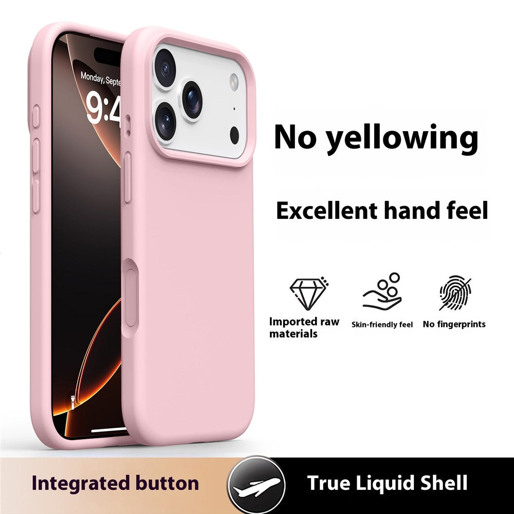 For iPhone 17 Pro Max Case Soft Microfiber Lining Liquid Silicone + PC Phone Cover - Sakura Pink