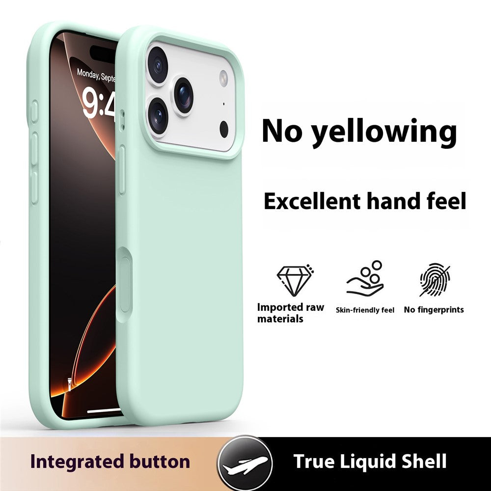 For iPhone 17 Pro Max Case Soft Microfiber Lining Liquid Silicone + PC Phone Cover - Light Green