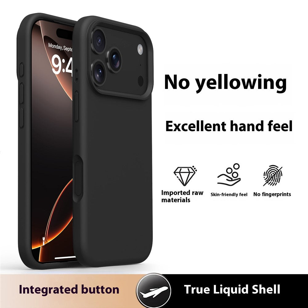 For iPhone 17 Pro Max Case Soft Microfiber Lining Liquid Silicone + PC Phone Cover - Black