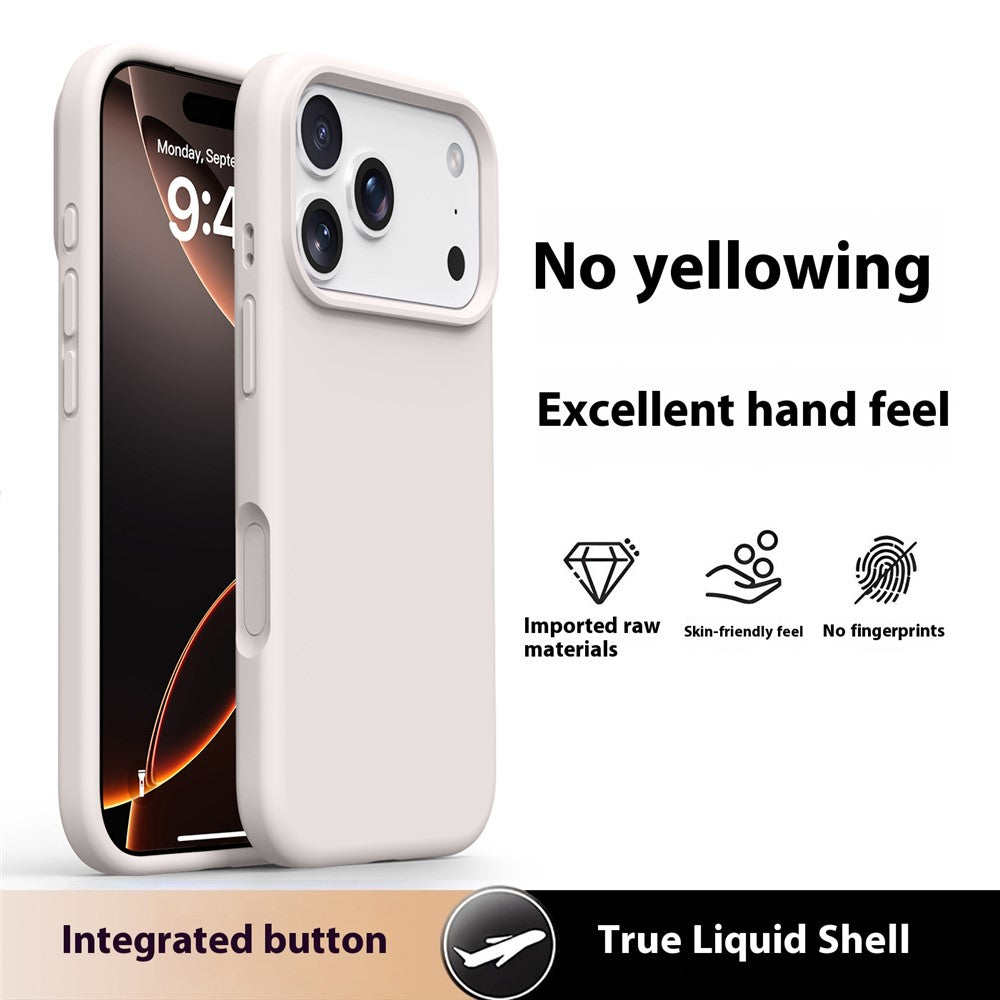 For iPhone 17 Pro Max Case Soft Microfiber Lining Liquid Silicone + PC Phone Cover - Antique White