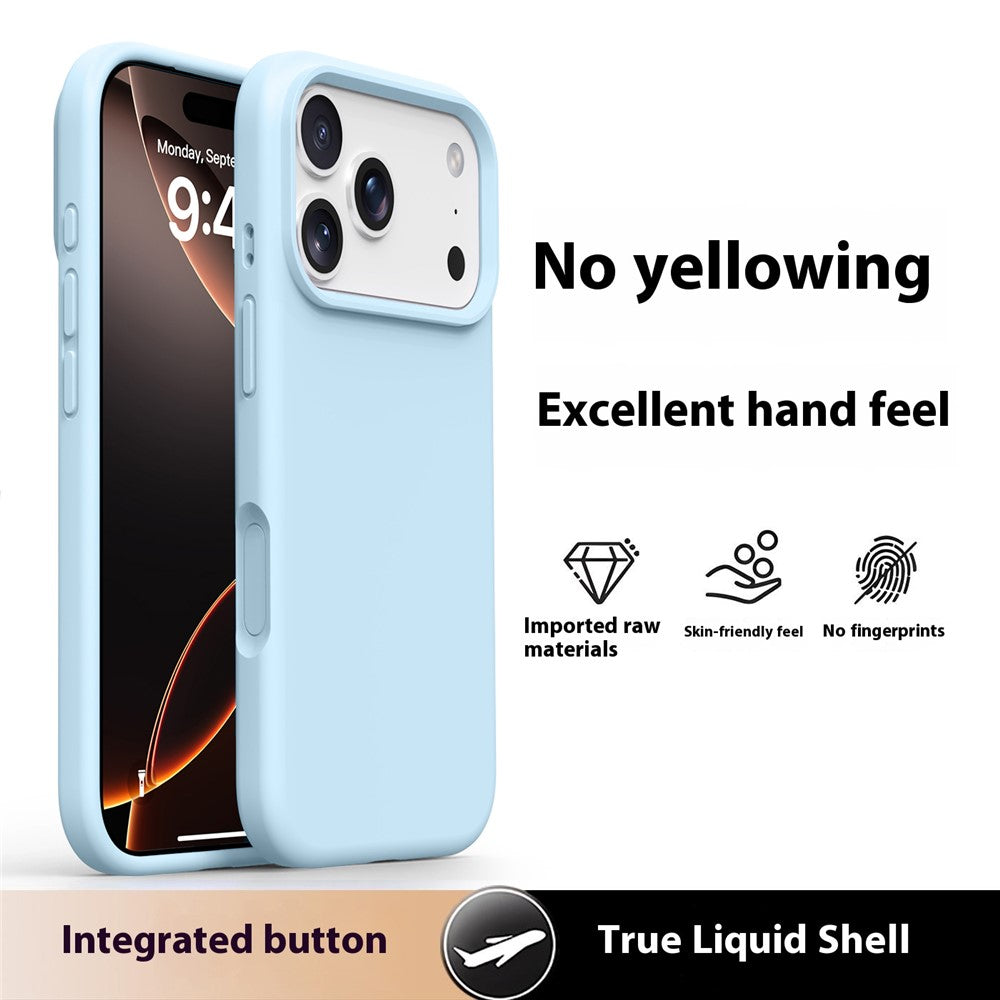 For iPhone 17 Pro Max Case Soft Microfiber Lining Liquid Silicone + PC Phone Cover - Ice Blue