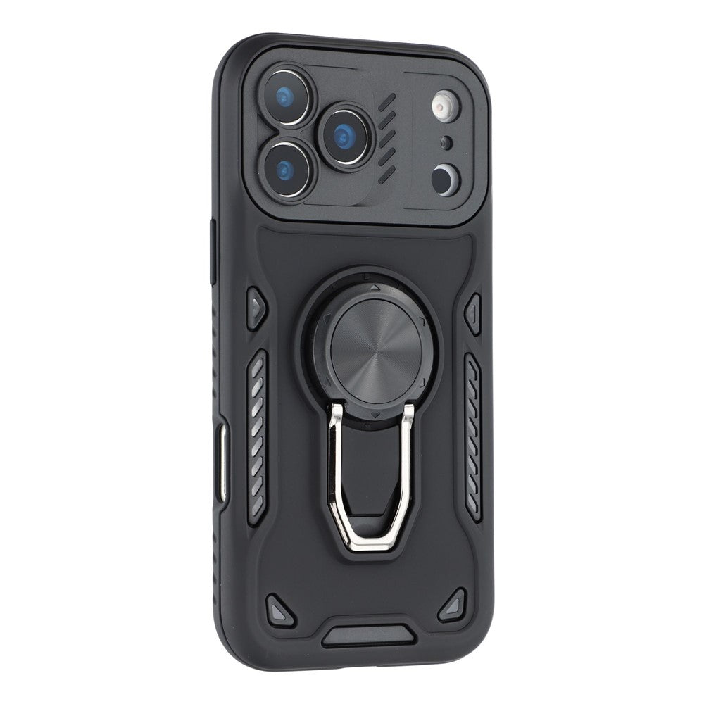 For iPhone 17 Pro Max Case with Kickstand Shockproof TPU + PC Phone Back Cover - Black