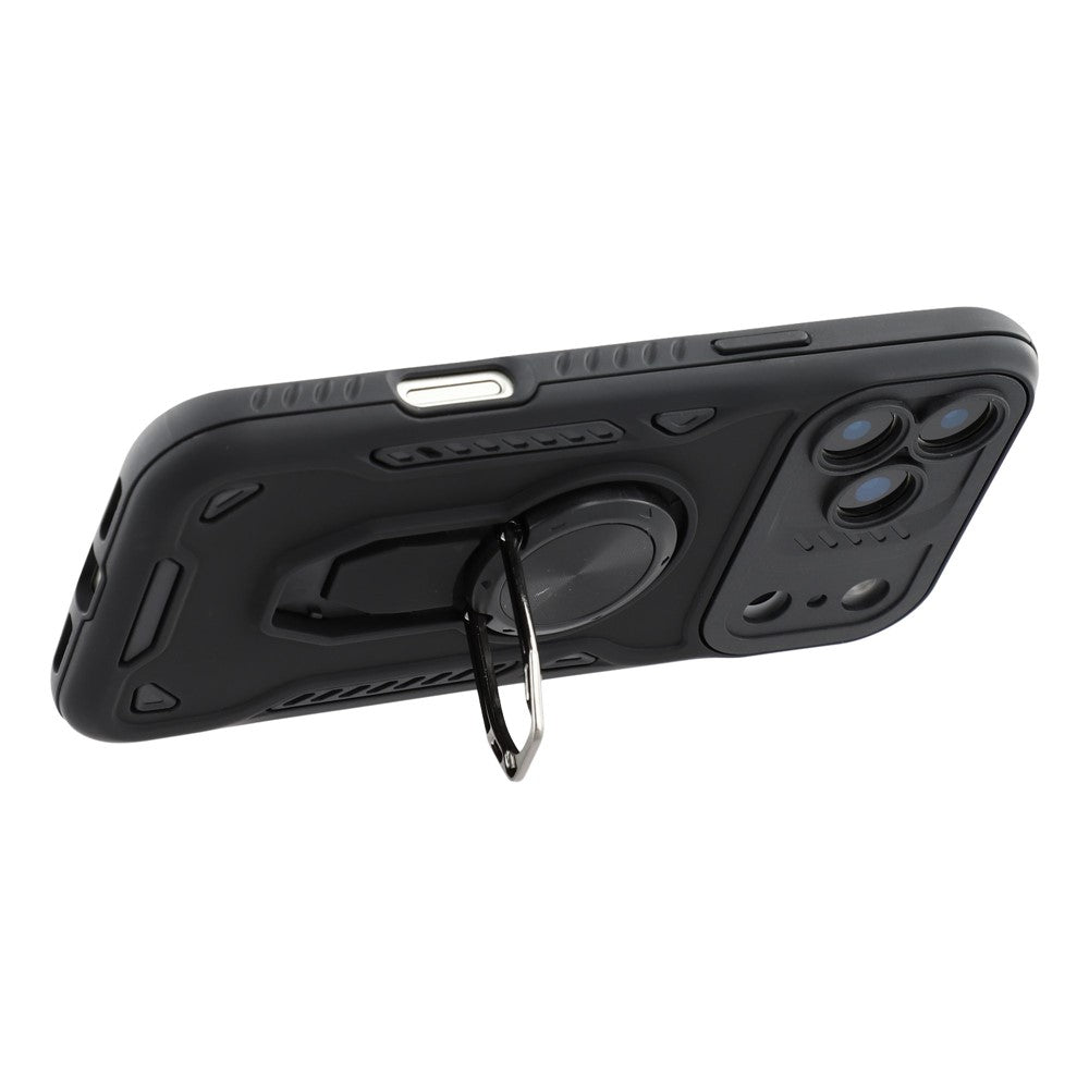 For iPhone 17 Pro Max Case with Kickstand Shockproof TPU + PC Phone Back Cover - Black