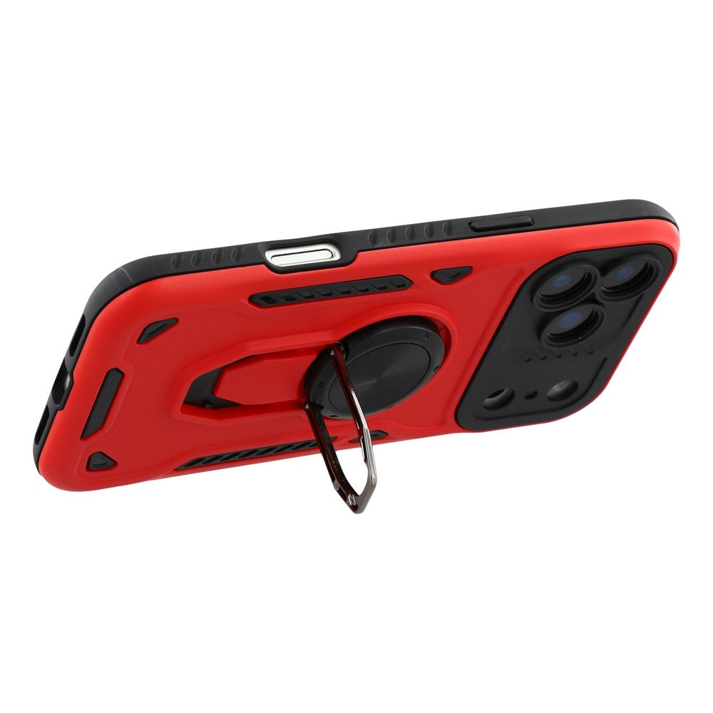 For iPhone 17 Pro Max Case with Kickstand Shockproof TPU + PC Phone Back Cover - Red