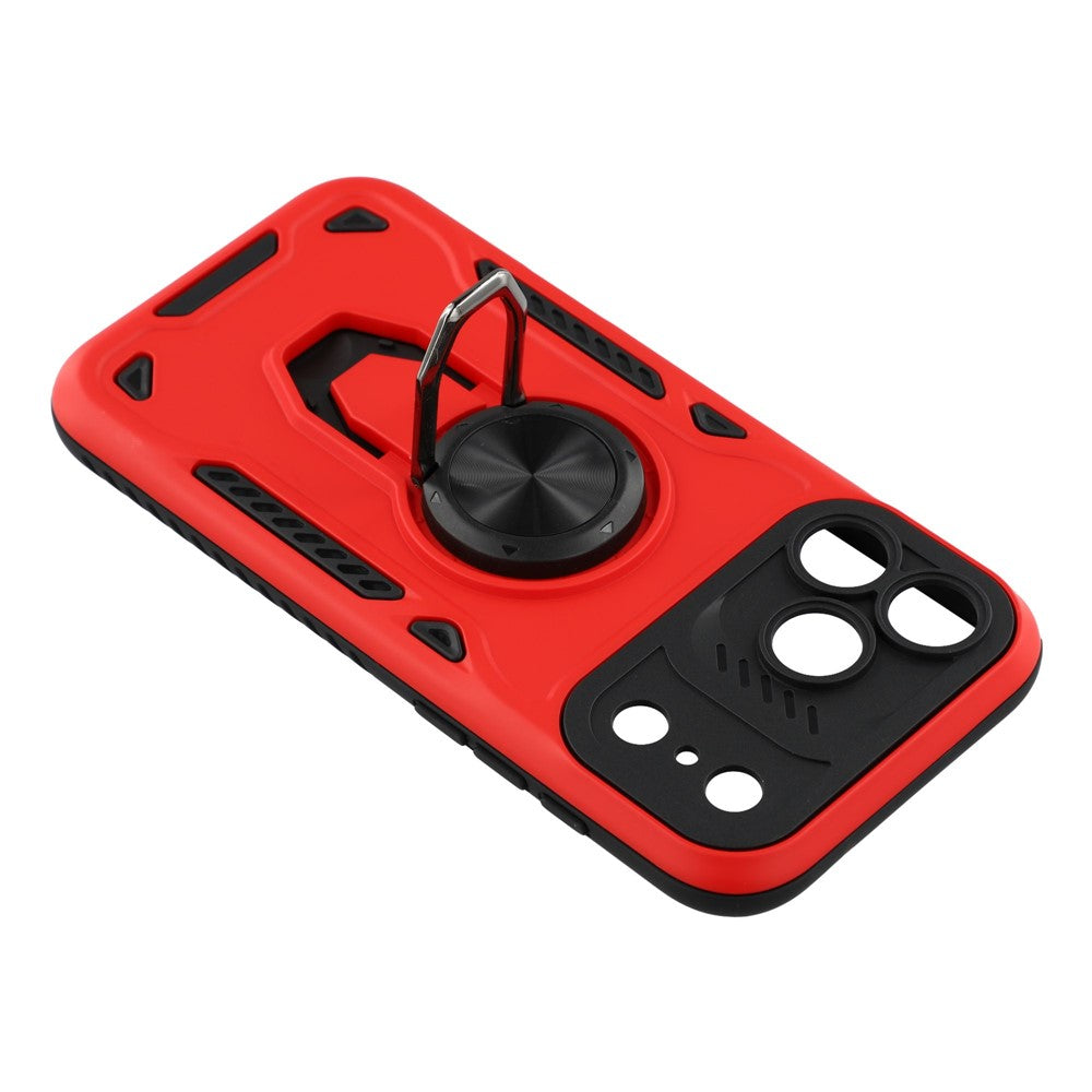 For iPhone 17 Pro Max Case with Kickstand Shockproof TPU + PC Phone Back Cover - Red