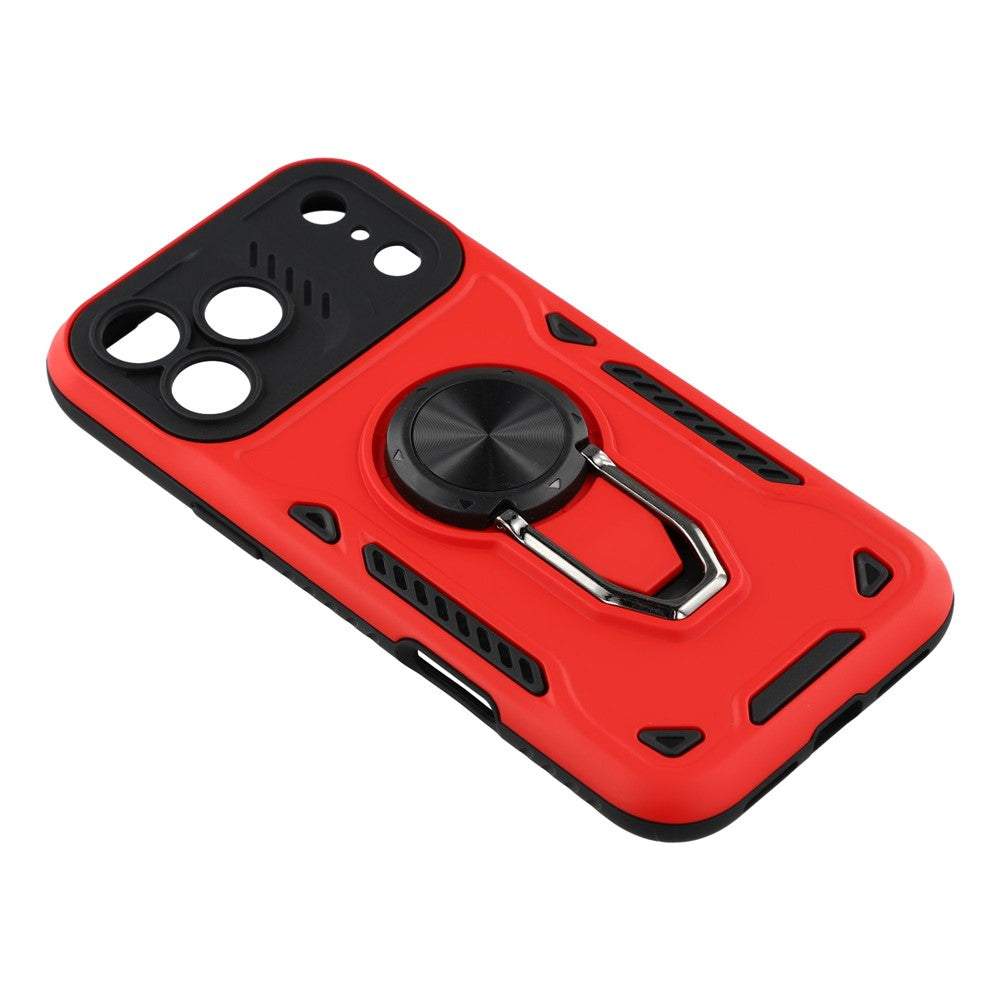 For iPhone 17 Pro Max Case with Kickstand Shockproof TPU + PC Phone Back Cover - Red