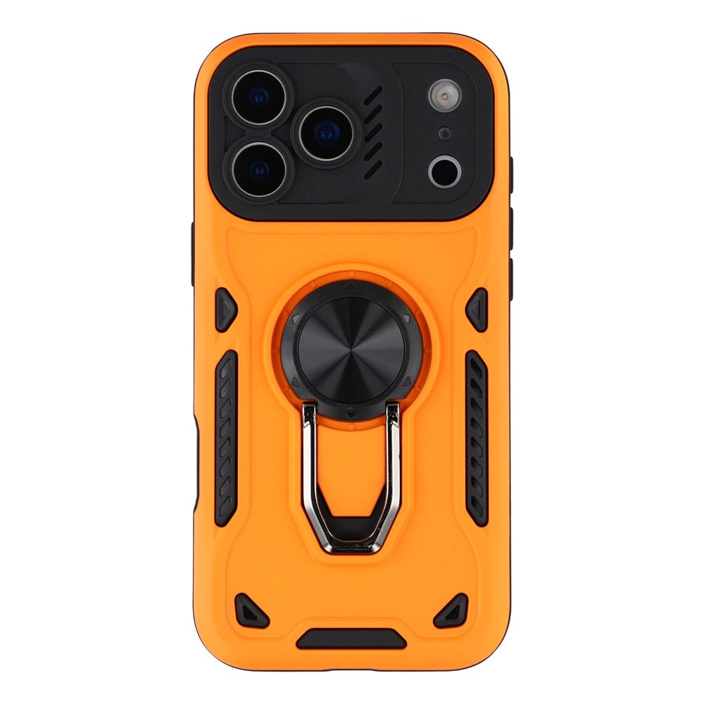 For iPhone 17 Pro Max Case with Kickstand Shockproof TPU + PC Phone Back Cover - Orange